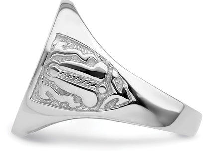 14k White Gold Men's Polished and Grooved (No Enamel) Masonic Ring (Style Y4042)