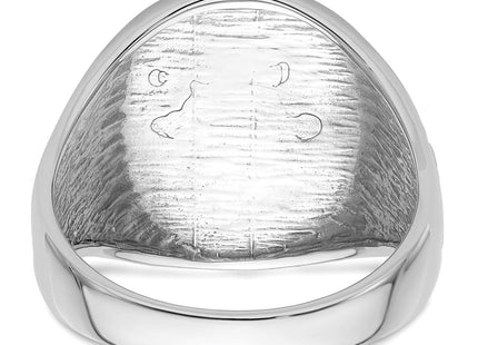 14k White Gold Men's Polished and Grooved (No Enamel) Masonic Ring (Style Y4042)