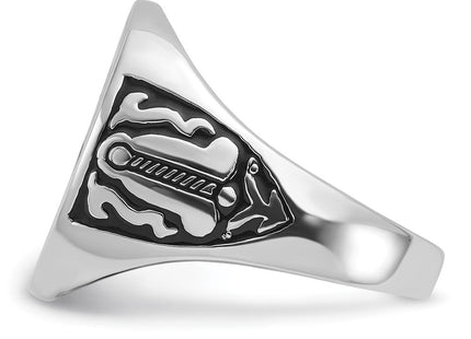 14k White Gold Men's Polished and Grooved with Black Enamel Masonic Ring (Style Y4042M)