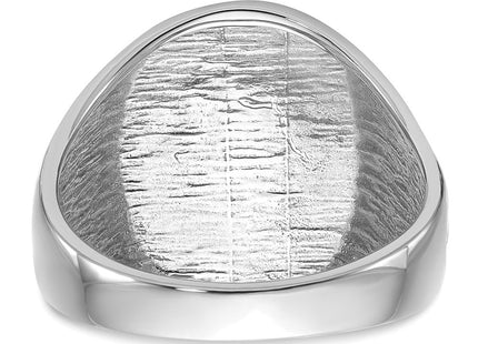 14k White Gold Men's Polished and Grooved with Black Enamel Masonic Ring (Style Y4042M)