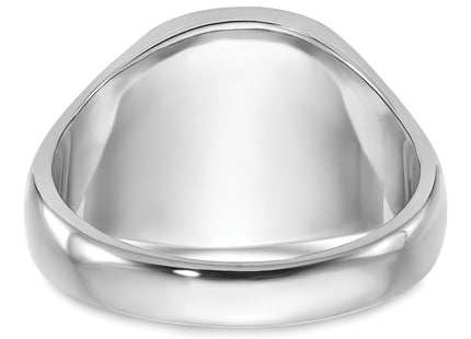 14k White Gold Men's Polished and Grooved with Black Enamel Masonic Ring