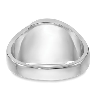 14K White Gold Men's Polished, Antiqued and Grooved with Imitation Blue Spinel Masonic Ring