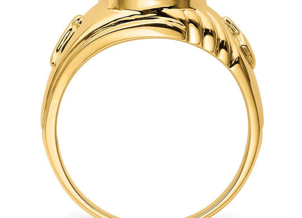 14k Men's Polished and Textured Masonic Ring Mounting (Style Y4062)