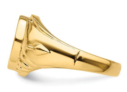 14k Men's Polished and Textured Masonic Ring Mounting (Style Y4062)