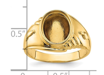 14k Men's Polished and Textured Masonic Ring Mounting (Style Y4062)