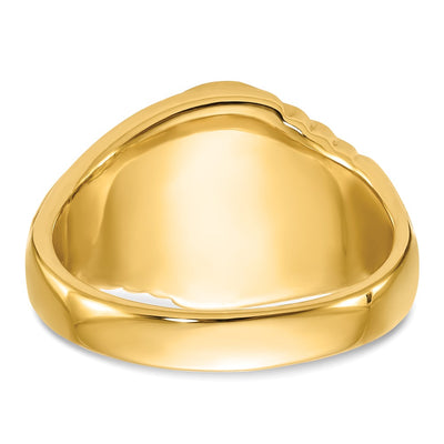 14K Men's Polished and Textured with Oval Onyx Masonic Ring