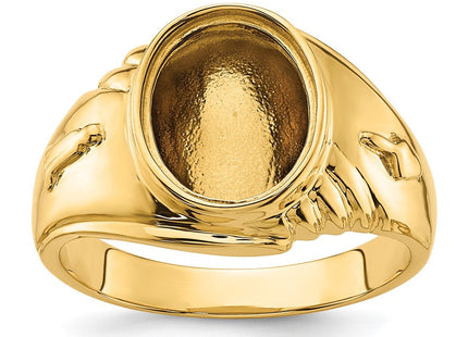 14k Men's Polished and Textured Masonic Ring Mounting (Style Y4062)