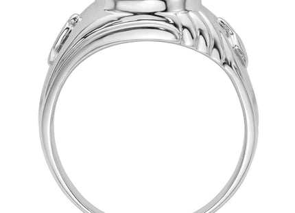 14k White Gold Men's Polished and Textured Masonic Ring Mounting (Style Y4063)