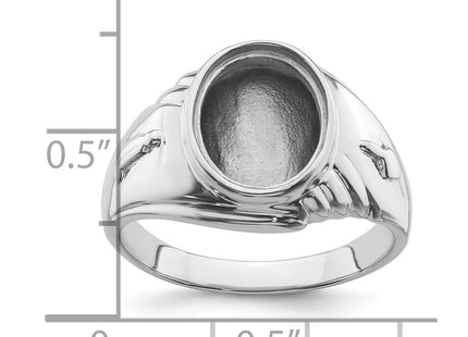 14k White Gold Men's Polished and Textured Masonic Ring Mounting (Style Y4063)