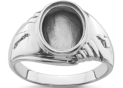 14k White Gold Men's Polished and Textured Masonic Ring Mounting (Style Y4063)