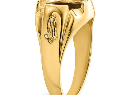 14k Men's Polished and Grooved Masonic Ring Mounting