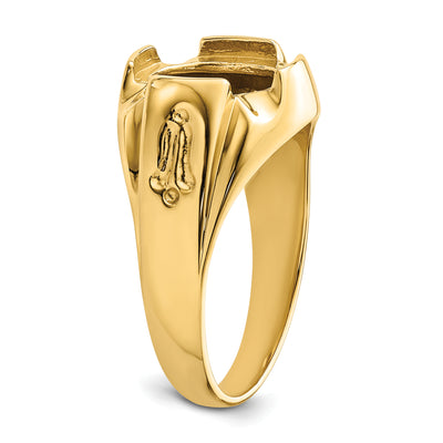 14K Men's Polished and Grooved Masonic Ring Mounting