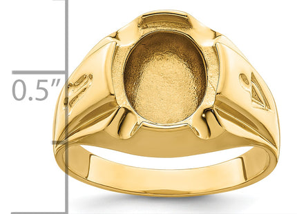 14k Men's Polished and Grooved Masonic Ring Mounting