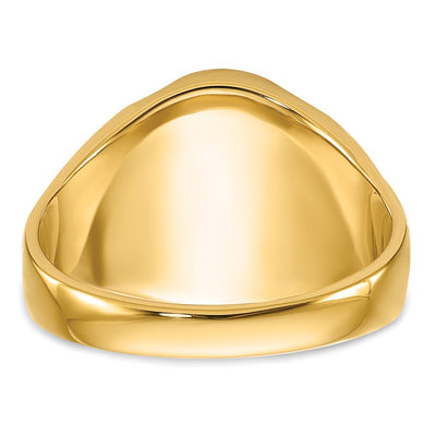 14K Men's Polished, Antiqued and Grooved with Oval Onyx Masonic Ring