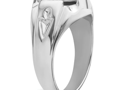 14k White Gold Men's Polished and Grooved Masonic Ring Mounting