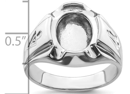 14k White Gold Men's Polished and Grooved Masonic Ring Mounting