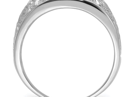 14k White Gold Men's Polished and Textured Masonic Ring Mounting (Style Y4071)