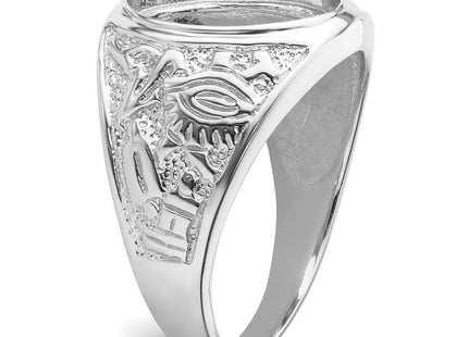 14k White Gold Men's Polished and Textured Masonic Ring Mounting (Style Y4071)