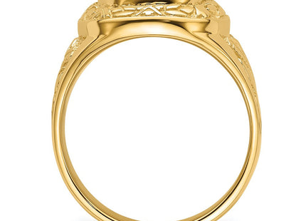 14k Men's Polished and Textured Masonic Ring Mounting (Style Y4072)
