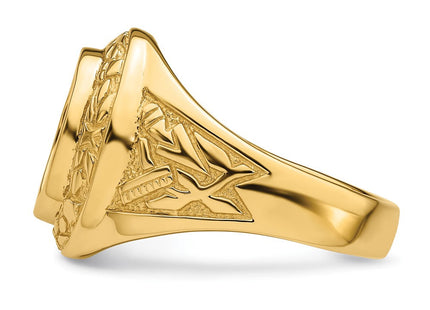 14k Men's Polished and Textured Masonic Ring Mounting (Style Y4072)
