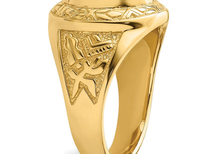 14k Men's Polished and Textured Masonic Ring Mounting (Style Y4072)