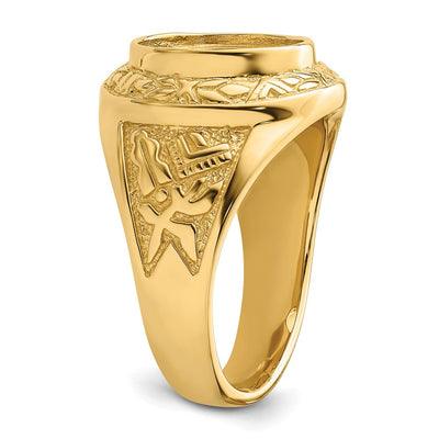 14K Men's Polished and Textured Masonic Ring Mounting