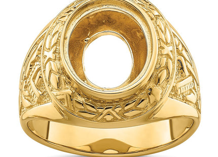 14k Men's Polished and Textured Masonic Ring Mounting (Style Y4072)