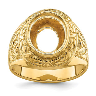 14k Men's Polished and Textured Masonic Ring Mounting (Style Y4072)