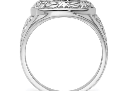 14k White Gold Men's Polished and Textured Masonic Ring Mounting (Style Y4073)