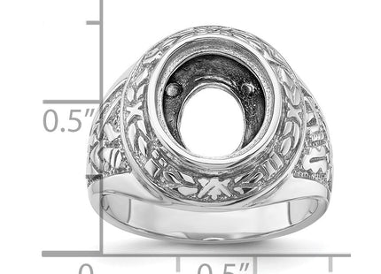 14k White Gold Men's Polished and Textured Masonic Ring Mounting (Style Y4073)