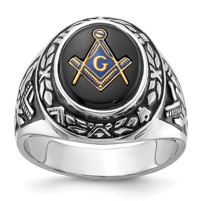 14K white gold onyx oval ring