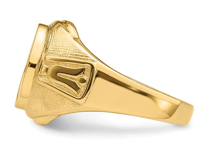 14k Men's Polished and Textured Masonic Ring Mounting (Style Y4075)