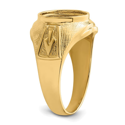 14K Men's Polished and Textured Masonic Ring Mounting
