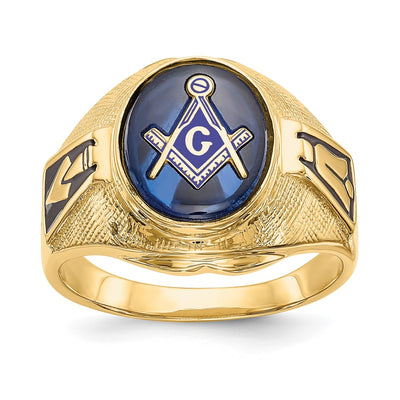 14K gold spinel ring, synthetic stone