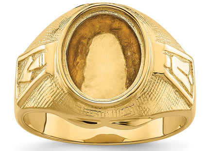 14k Men's Polished and Textured Masonic Ring Mounting (Style Y4075)