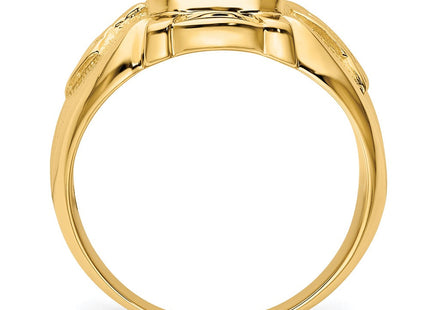 14k Men's Polished and Textured Masonic Ring Mounting (Style Y4076)