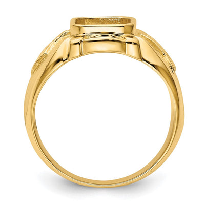 14K Men's Polished and Textured Masonic Ring Mounting