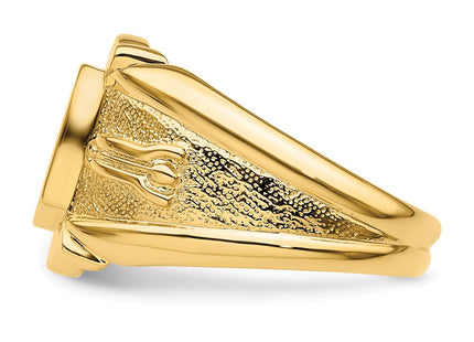14k Men's Polished and Textured Masonic Ring Mounting (Style Y4076)