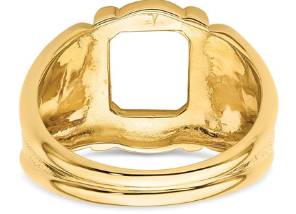 14k Men's Polished and Textured Masonic Ring Mounting (Style Y4076)
