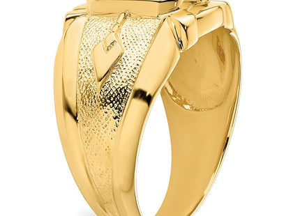 14k Men's Polished and Textured Masonic Ring Mounting (Style Y4076)