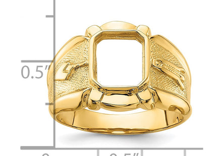 14k Men's Polished and Textured Masonic Ring Mounting (Style Y4076)