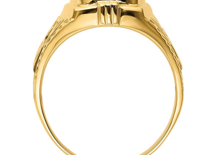 14k Men's Polished and Textured Masonic Ring Mounting (Style Y4078)