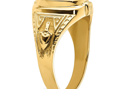 14k Men's Polished and Textured Masonic Ring Mounting (Style Y4078)