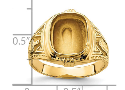 14k Men's Polished and Textured Masonic Ring Mounting (Style Y4078)
