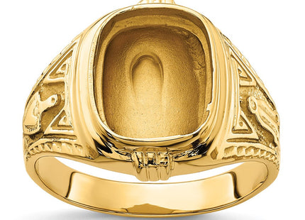 14k Men's Polished and Textured Masonic Ring Mounting (Style Y4078)