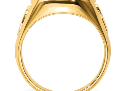 14k Men's Polished and Textured Masonic Ring Mounting (Style Y4080)