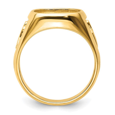 14K Men's Polished and Textured Masonic Ring Mounting
