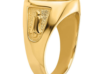 14k Men's Polished and Textured Masonic Ring Mounting (Style Y4080)