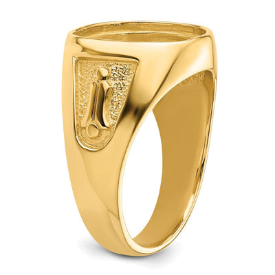 14K Men's Polished and Textured Masonic Ring Mounting
