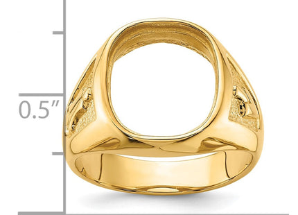 14k Men's Polished and Textured Masonic Ring Mounting (Style Y4080)